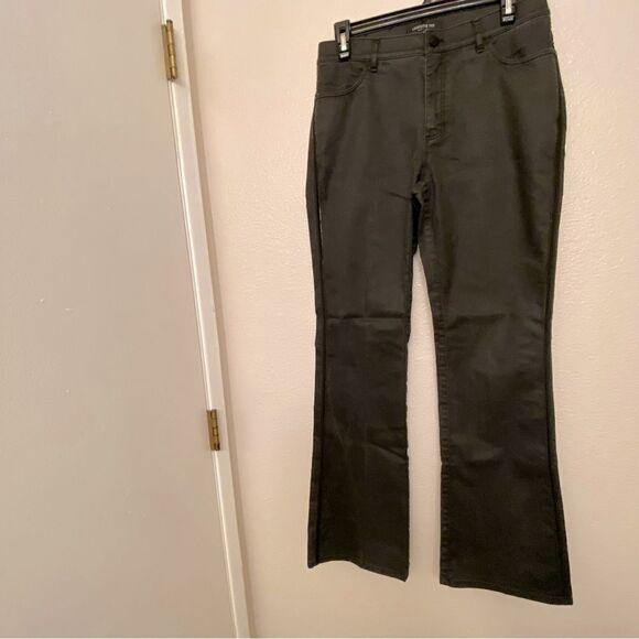 Lafayette 148 New York Gray Black Boot Cut Jeans hi rise pinstripe - 6 (31 long) - Picture 1 of 12